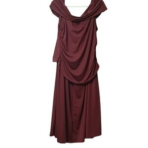 ASOS DESIGN Maternity Cowl Neck Ruched Midi Dress Burgundy Wine Red Size L 12-14